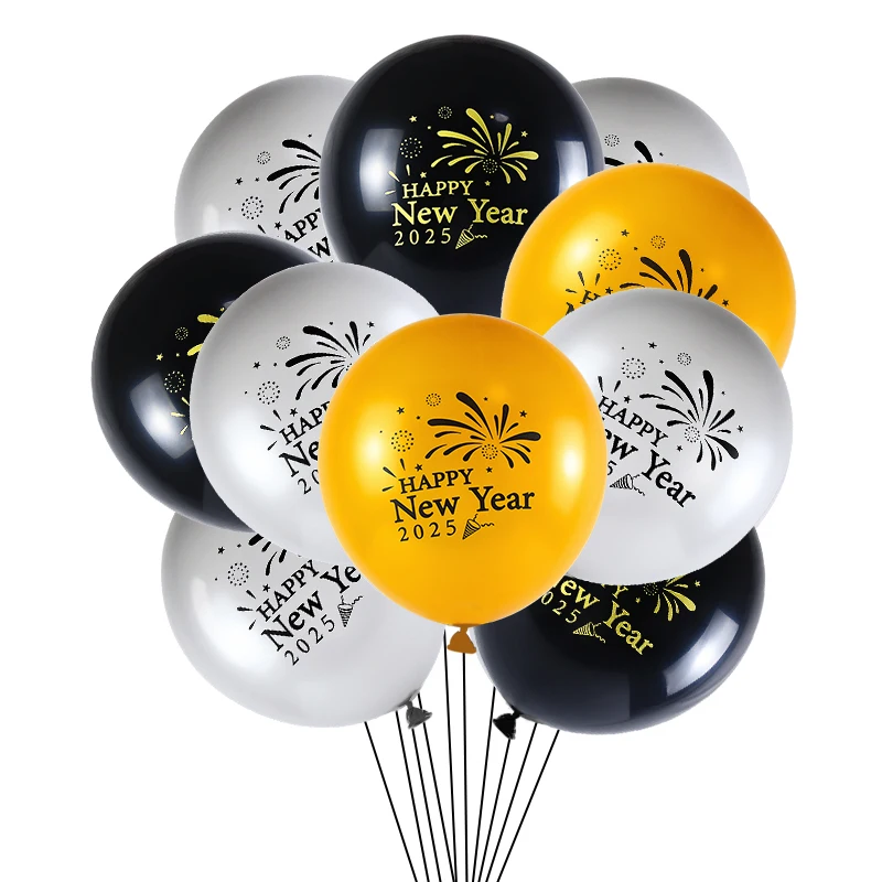 10pcs 12inch Gold&Black&Silver Happy New Year Latex Balloons 12inch 2025 Home New Year Navidad Party Decoration Balloon Supplies
10pcs 12inch Gold&Black&Silver Happy New Year Latex Balloons 12inch 2025 Home New Year Navidad Party Decoration Balloon Supplies