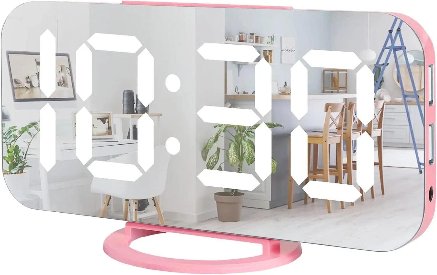 Pink Digital Alarm Clock with Large LED Mirror Display, 2 USB Ports, 3-Level Brightness, Snooze Function for Bedroom Office
Pink Digital Alarm Clock with Large LED Mirror Display, 2 USB Ports, 3-Level Brightness, Snooze Function for Bedroom Office