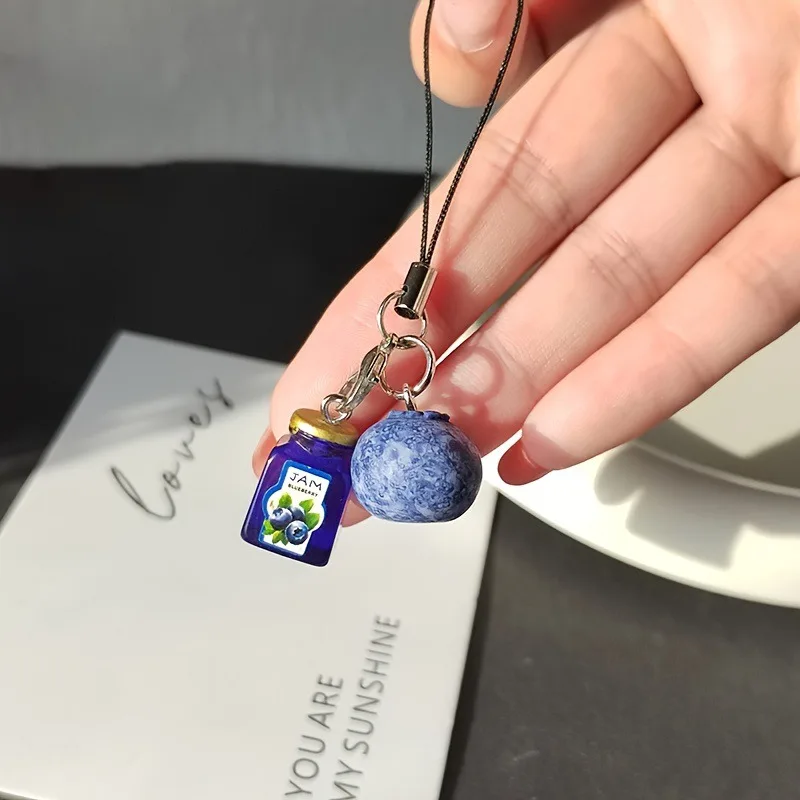 Cute Blueberry Charm Keychain Resin Fruit Pendant with Lanyard for Phone Bag and Keys Mini Jam Bottle Design
Cute Blueberry Charm Keychain Resin Fruit Pendant with Lanyard for Phone Bag and Keys Mini Jam Bottle Design