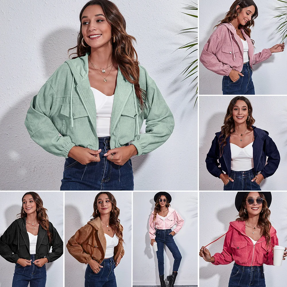 2023 Hooded Corduroy Jacket Autumn/Winter Loose Shoulder Long Sleeve Short Coat Women's Jackets for Women
2023 Hooded Corduroy Jacket Autumn/Winter Loose Shoulder Long Sleeve Short Coat Women's Jackets for Women