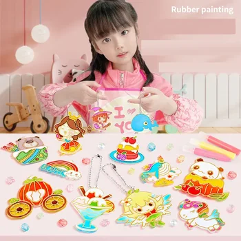 어린이용 DIY 수제 크리스탈 접착제 페인팅, 공기 건조 장난감 세트, 여아용 그래피티 색칠 선물, 노베이크 교육 미술 키트 팔찌