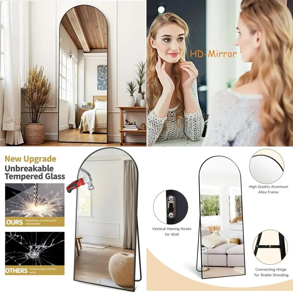 Large Arched Floor Mirror, 57x20, Full-Length Leaning or Hanging Mirror for Bedroom, Living Room, Dining Room, Black Alloy Frame
Large Arched Floor Mirror, 57x20, Full-Length Leaning or Hanging Mirror for Bedroom, Living Room, Dining Room, Black Alloy Frame