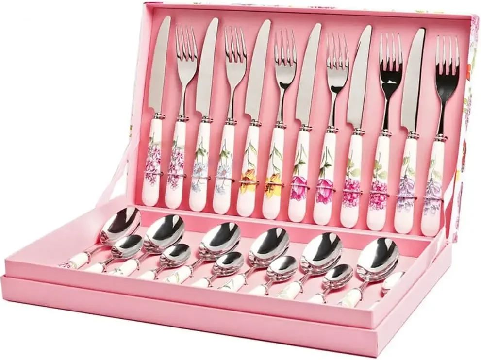 Silverware Set, 24 Piece Ceramic Handle Tableware Knife, Fork And Spoon Gift Box Set Stainless Steel Steak Knife Dessert
Silverware Set, 24 Piece Ceramic Handle Tableware Knife, Fork And Spoon Gift Box Set Stainless Steel Steak Knife Dessert