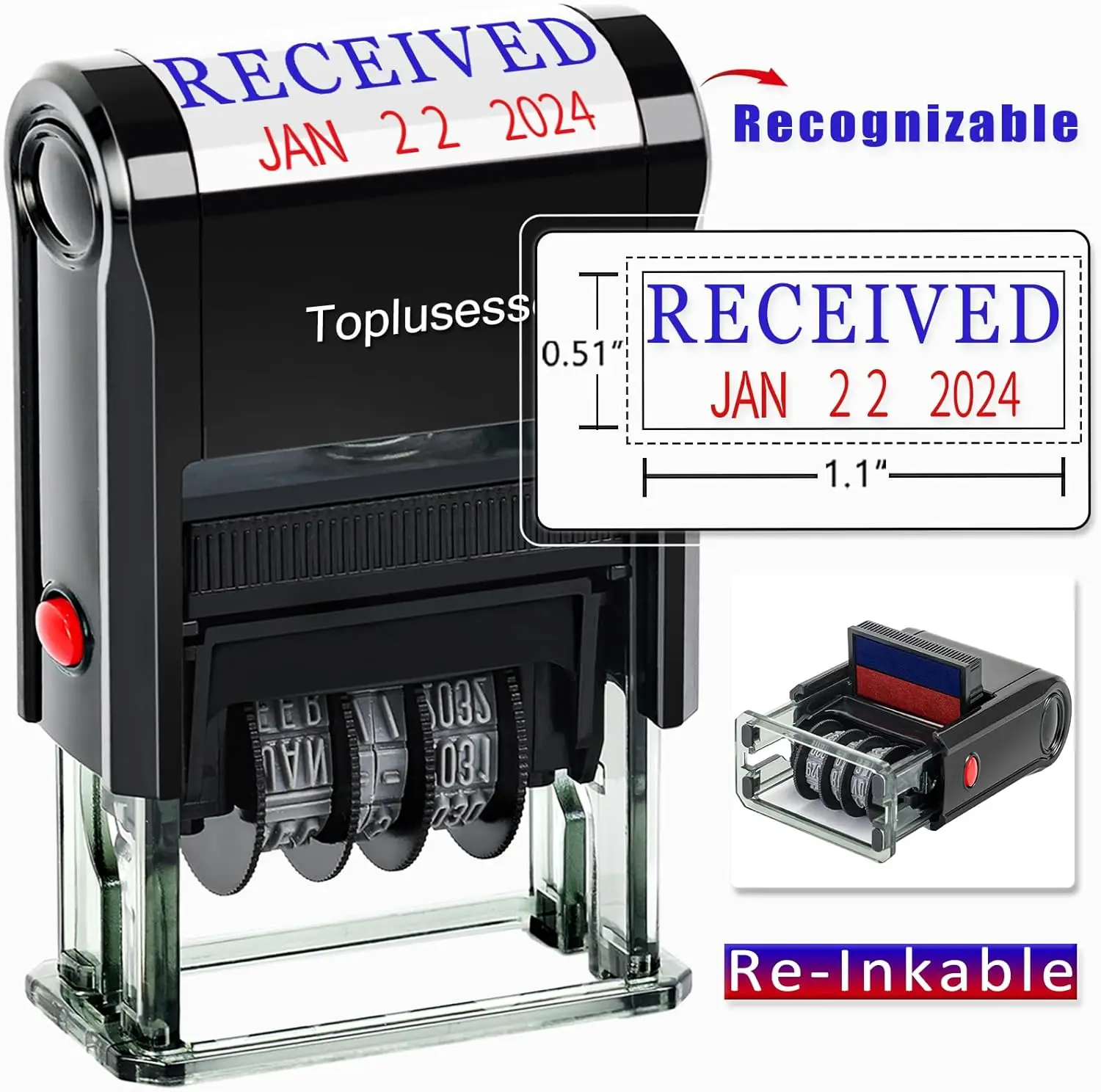 Self-Inking Received Date Stamp, 12-Year Band, Blue & Red Ink, 2024-2035
Self-Inking Received Date Stamp, 12-Year Band, Blue & Red Ink, 2024-2035