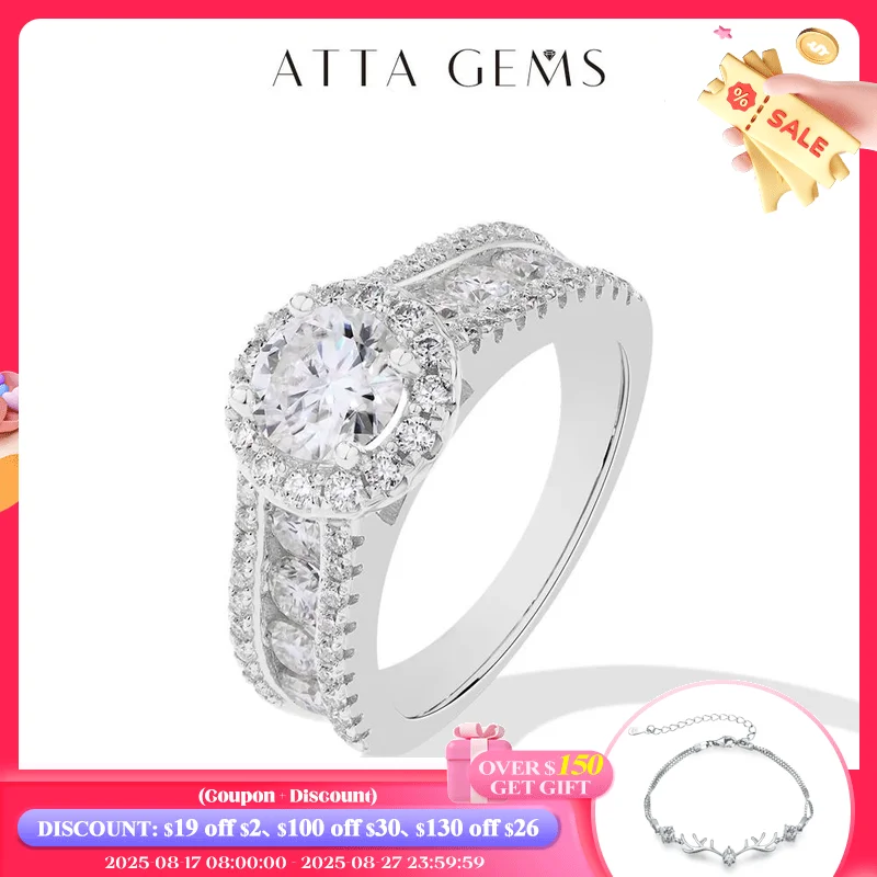 ATTAGEMS Round Cut 1.0CT Moissanite Ring 6.5mm VVS1 Diamond for Women S925 Silver Engagement Bride Jewelry Gift With Certificate
ATTAGEMS Round Cut 1.0CT Moissanite Ring 6.5mm VVS1 Diamond for Women S925 Silver Engagement Bride Jewelry Gift With Certificate