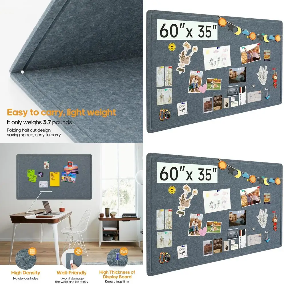 Grey 60x35 Foldable Felt Notice Board with Adhesive & 36 Pushpins
Grey 60x35 Foldable Felt Notice Board with Adhesive & 36 Pushpins