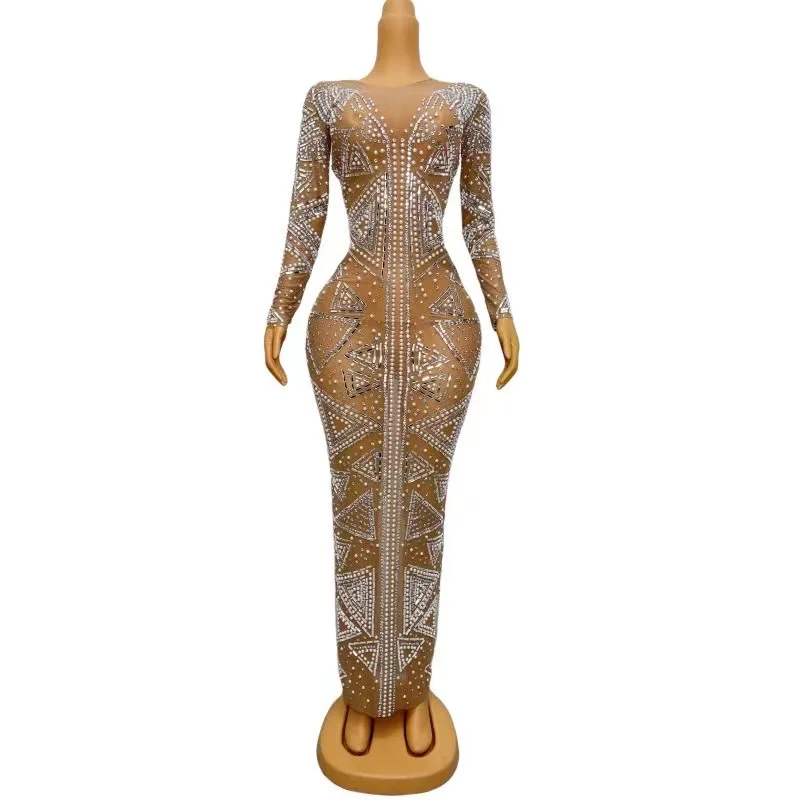 Shining Silver Rhinestones Pearls DressesEvening Birthday Celebrate Long SleevesCrystals Dress Stage sexy Costume saniiao C007
Shining Silver Rhinestones Pearls DressesEvening Birthday Celebrate Long SleevesCrystals Dress Stage sexy Costume saniiao C007