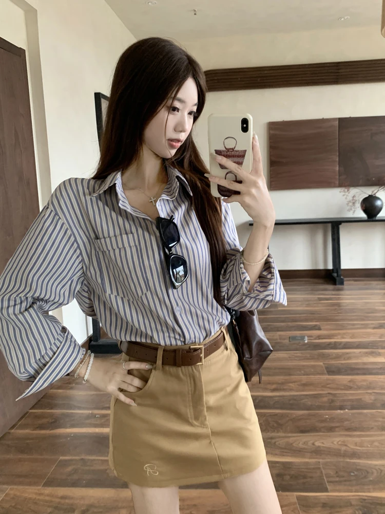 Faionable Tee-Mu-zi Ne Striped irt And High Waist A-Line Skirt Set Women's Summer Korean Sle Outfit
Faionable Tee-Mu-zi Ne Striped irt And High Waist A-Line Skirt Set Women's Summer Korean Sle Outfit