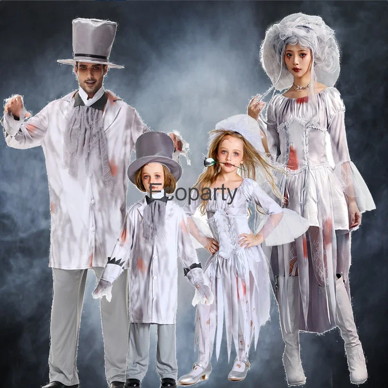 Костюм на Хэллоуин для взрослых и детей, семейный костюм призрака, ужасное платье вампира невесты для косплея для женщин и девушек, карнавальные костюмы стандартной длины с зомби
Костюм на Хэллоуин для взрослых и детей, семейный костюм призрака, ужасное платье вампира невесты для косплея для женщин и девушек, карнавальные костюмы стандартной длины с зомби