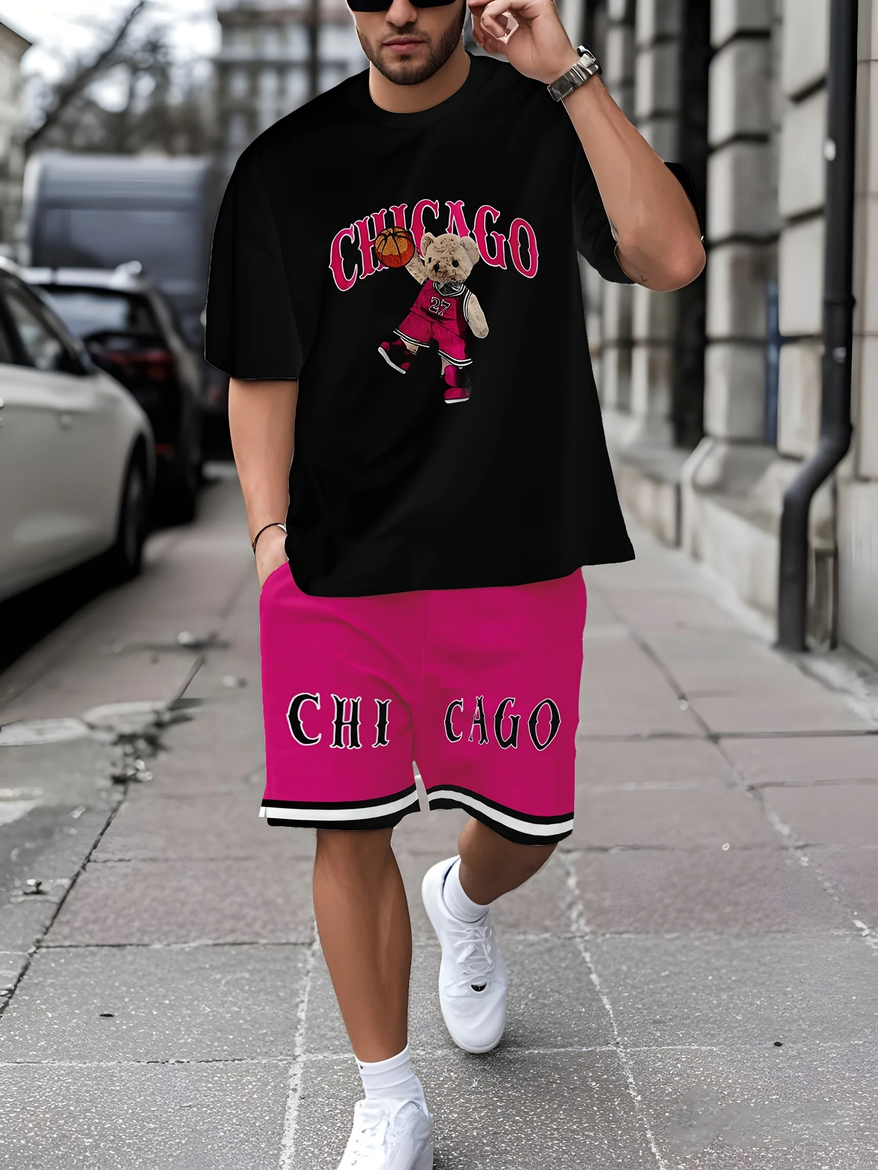 Summer 2025 new 3D digital printed cartoon bear pattern casual, fashionable, simple, lightweight and breathable men's set
Summer 2025 new 3D digital printed cartoon bear pattern casual, fashionable, simple, lightweight and breathable men's set