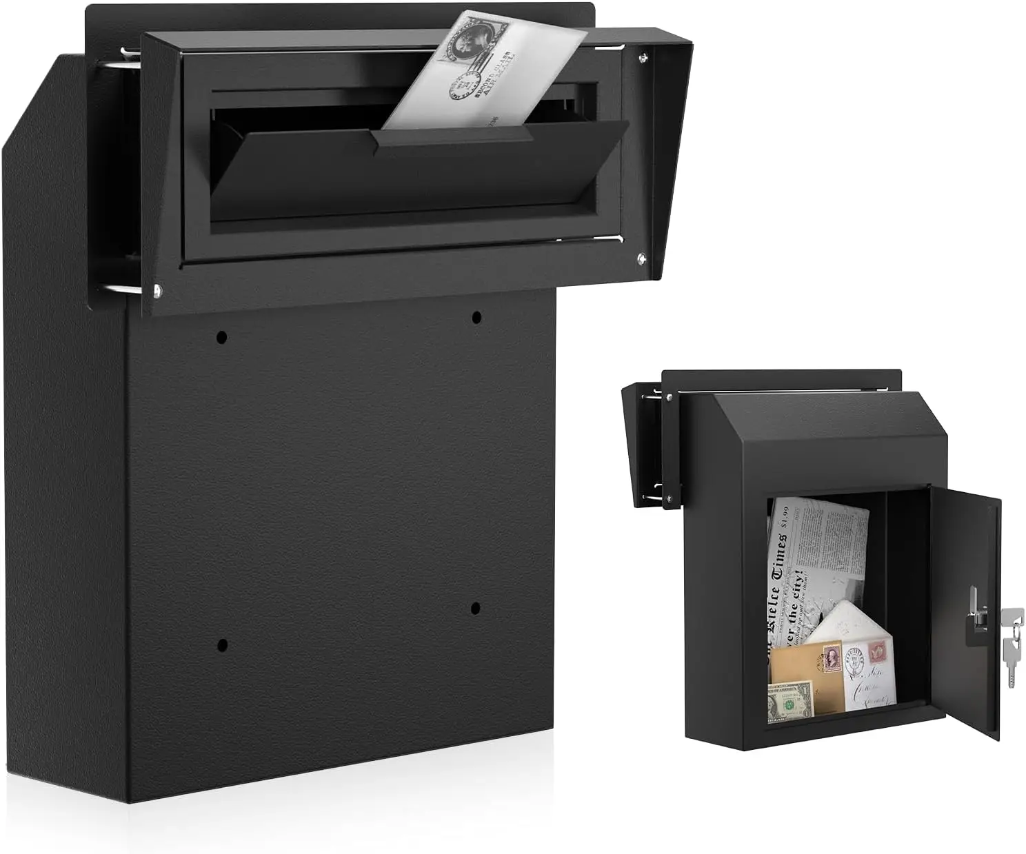 Heavy Duty Rainproof Mailbox Door Drop Box - Galvanized Steel Weatherproof Mail Slot for Keys, Payments, Mails - Black
Heavy Duty Rainproof Mailbox Door Drop Box - Galvanized Steel Weatherproof Mail Slot for Keys, Payments, Mails - Black