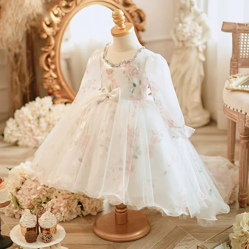 Floral Mesh Dress Summer Long Sleeve High-End Elegant Princess Dress Puffy Dress First Birthday2025New
Floral Mesh Dress Summer Long Sleeve High-End Elegant Princess Dress Puffy Dress First Birthday2025New