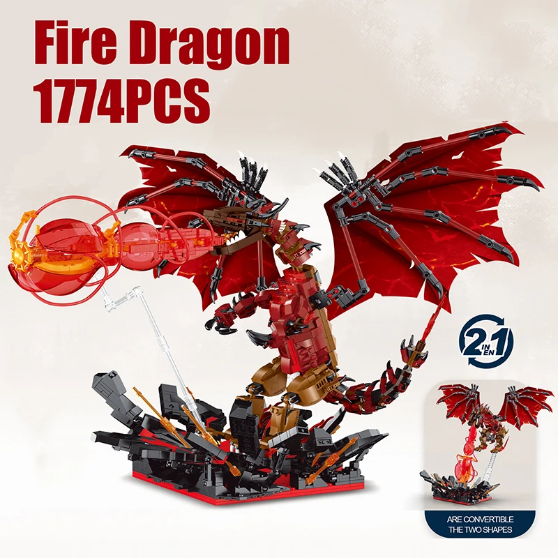 1774PCS Fire Dragon Building Blocks Model Creative Ornaments Magic Giant Dragon With Light Small Particle Bricks For Gifts
1774PCS Fire Dragon Building Blocks Model Creative Ornaments Magic Giant Dragon With Light Small Particle Bricks For Gifts