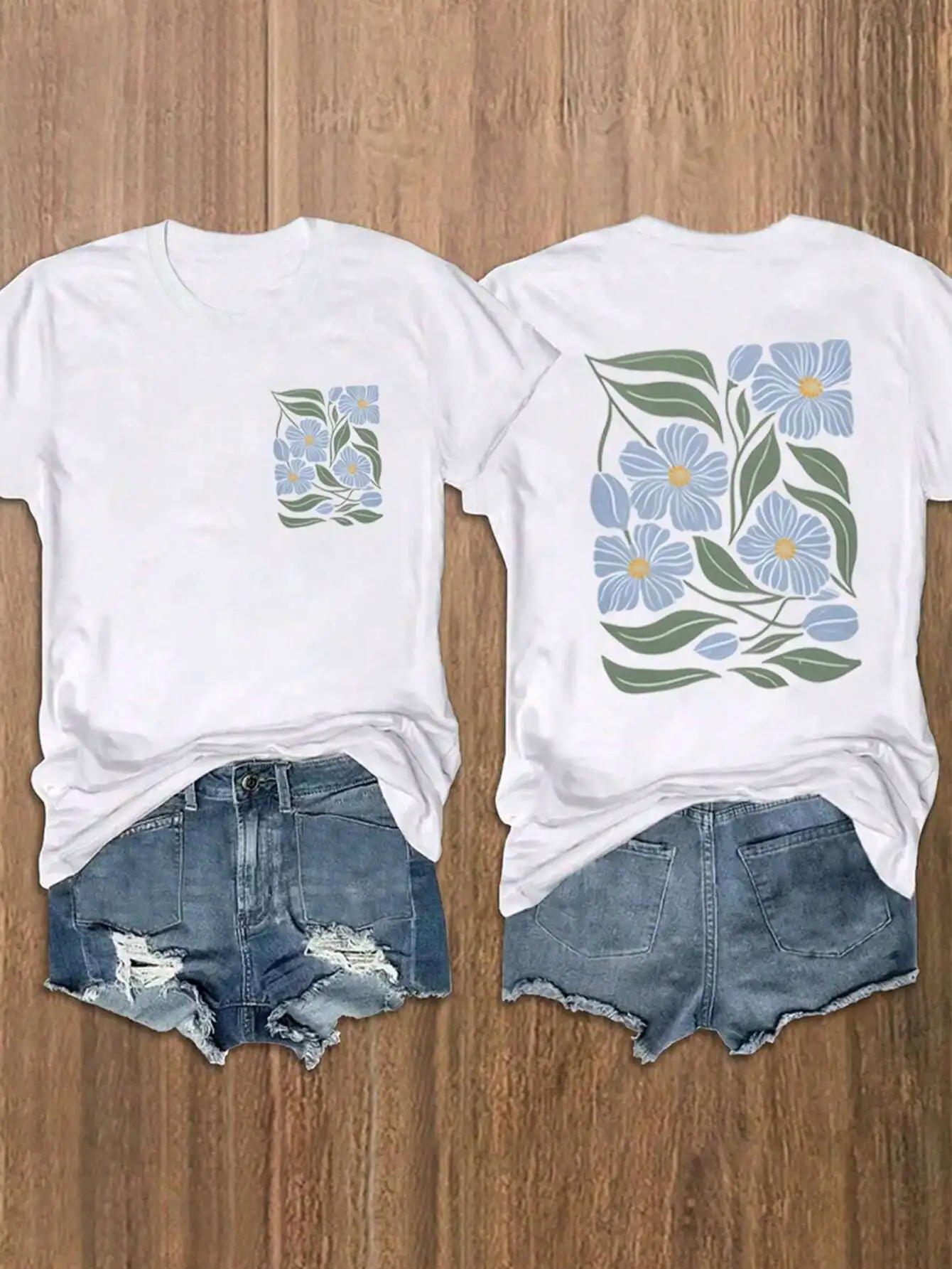 Plus Size INAWLY Vintage Blue Floral Print Women's Short Sleeve T-Shirt Graphic Tees Women Tops
Plus Size INAWLY Vintage Blue Floral Print Women's Short Sleeve T-Shirt Graphic Tees Women Tops