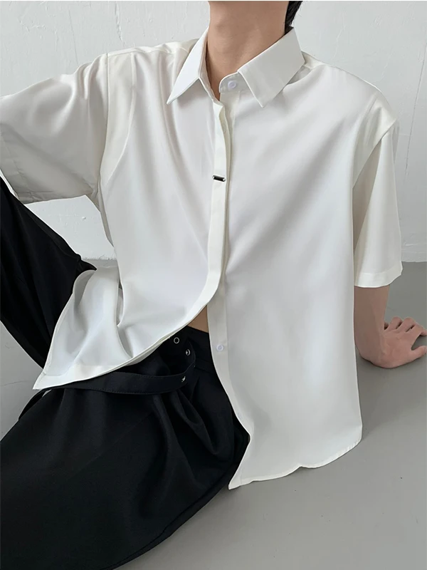 Korean Sle Summer Casual Ice Silk Non-Iron ort Sve Men's irt High End Feeling Lazy k Door Pure Color Trendy
Korean Sle Summer Casual Ice Silk Non-Iron ort Sve Men's irt High End Feeling Lazy k Door Pure Color Trendy
