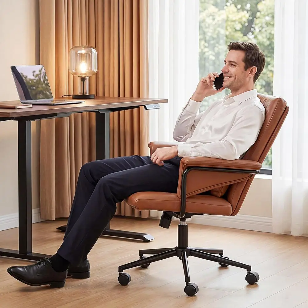 Ergonomic Leather Office Chair with Lumbar Support, Padded Armrests, Adjustable Height, Swivel and Lock (Brown)
Ergonomic Leather Office Chair with Lumbar Support, Padded Armrests, Adjustable Height, Swivel and Lock (Brown)