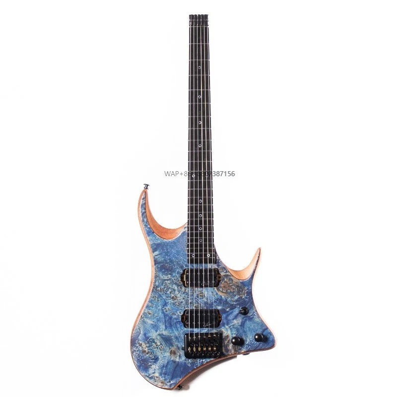 Matte Blue Headless Electric Guitar Maple Neck High Quality Stringed Instrument
