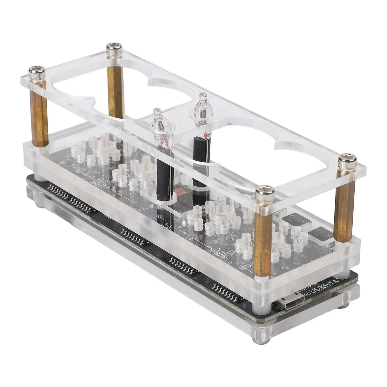 LED Lamp Tube Clock IN12 Retro Nixie Clock Module with RGB Breathing Light and USB Power Supply for DIY Projects