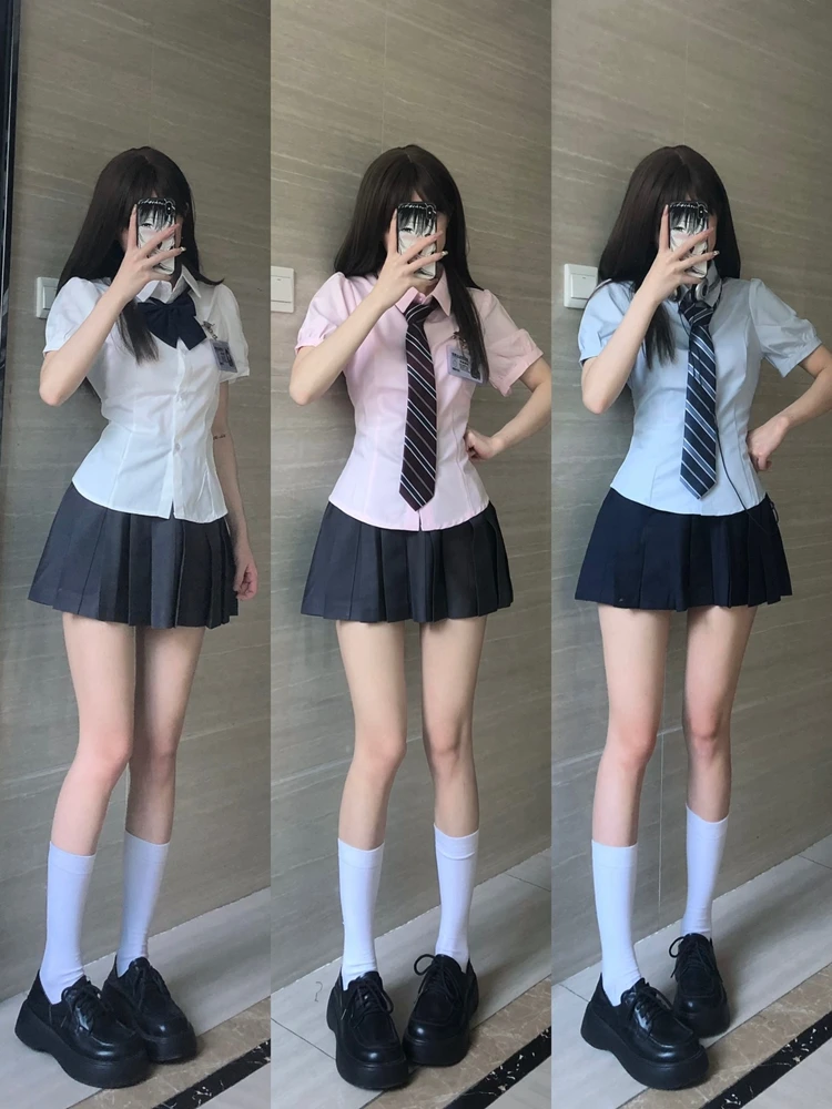 Japanese Style Uniform Shirt Women's Short Sleeve Tie Waist Design Pure Desire Summer Slimming Top Collar Bubble Sleeve
Japanese Style Uniform Shirt Women's Short Sleeve Tie Waist Design Pure Desire Summer Slimming Top Collar Bubble Sleeve