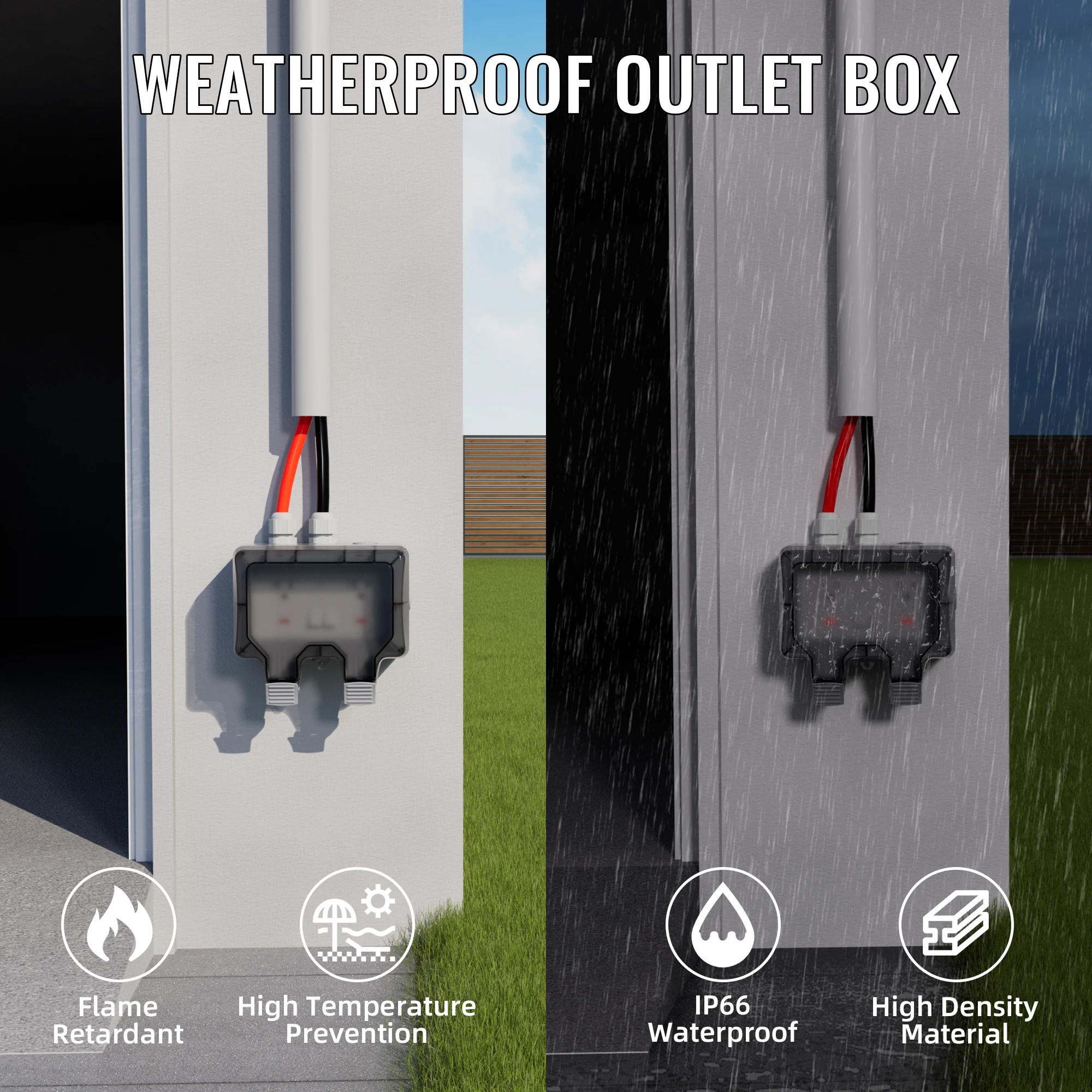 Electrical Outlet Box Outdoor Outlet Box Waterproof 15A 250V Lockable Outlet Plug Socket Box with LED Indicator Double Plug
Electrical Outlet Box Outdoor Outlet Box Waterproof 15A 250V Lockable Outlet Plug Socket Box with LED Indicator Double Plug
