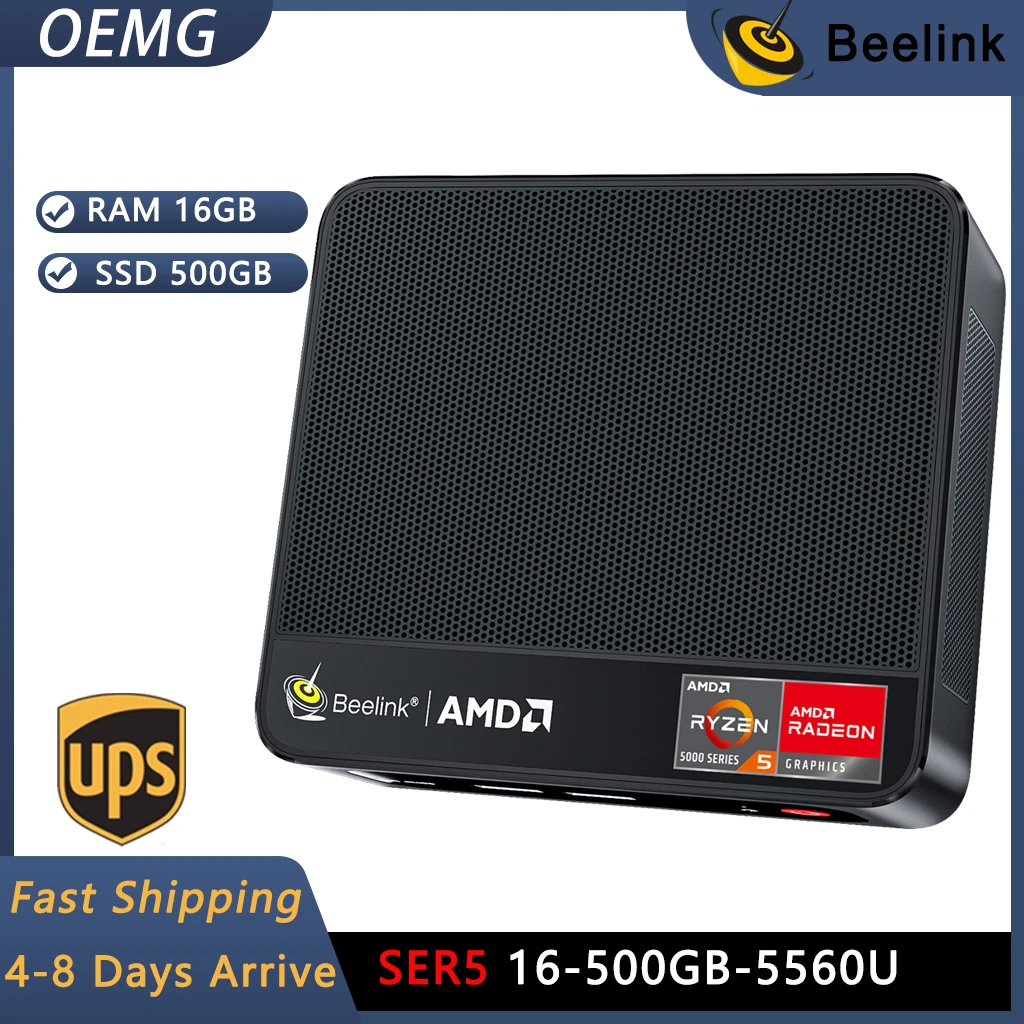 Beelink SER5 5560U Mini PC - Ryzen 5 5560U, 16GB RAM, 500GB-1TB SSD - WiFi 6, BT5.2 - W11 Pro Mini Computer
Beelink SER5 5560U Mini PC - Ryzen 5 5560U, 16GB RAM, 500GB-1TB SSD - WiFi 6, BT5.2 - W11 Pro Mini Computer