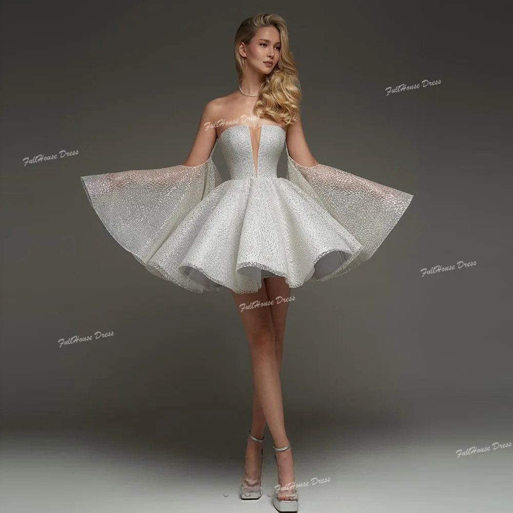 Custom Made Boat Collar Sequins Sparkly Short Mini Puffy Prom Dress A-line Lace up Back Evening Dress with Detachable Sleeve
Custom Made Boat Collar Sequins Sparkly Short Mini Puffy Prom Dress A-line Lace up Back Evening Dress with Detachable Sleeve