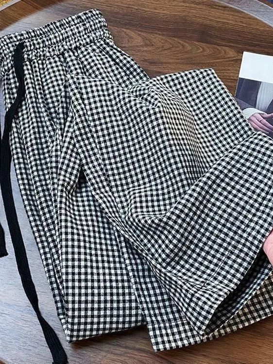 High Waist Plaid Loose Women's Casual Pants Spring Summer Lazy Style Trousers Slimming Effect Straight Leg Pants
High Waist Plaid Loose Women's Casual Pants Spring Summer Lazy Style Trousers Slimming Effect Straight Leg Pants