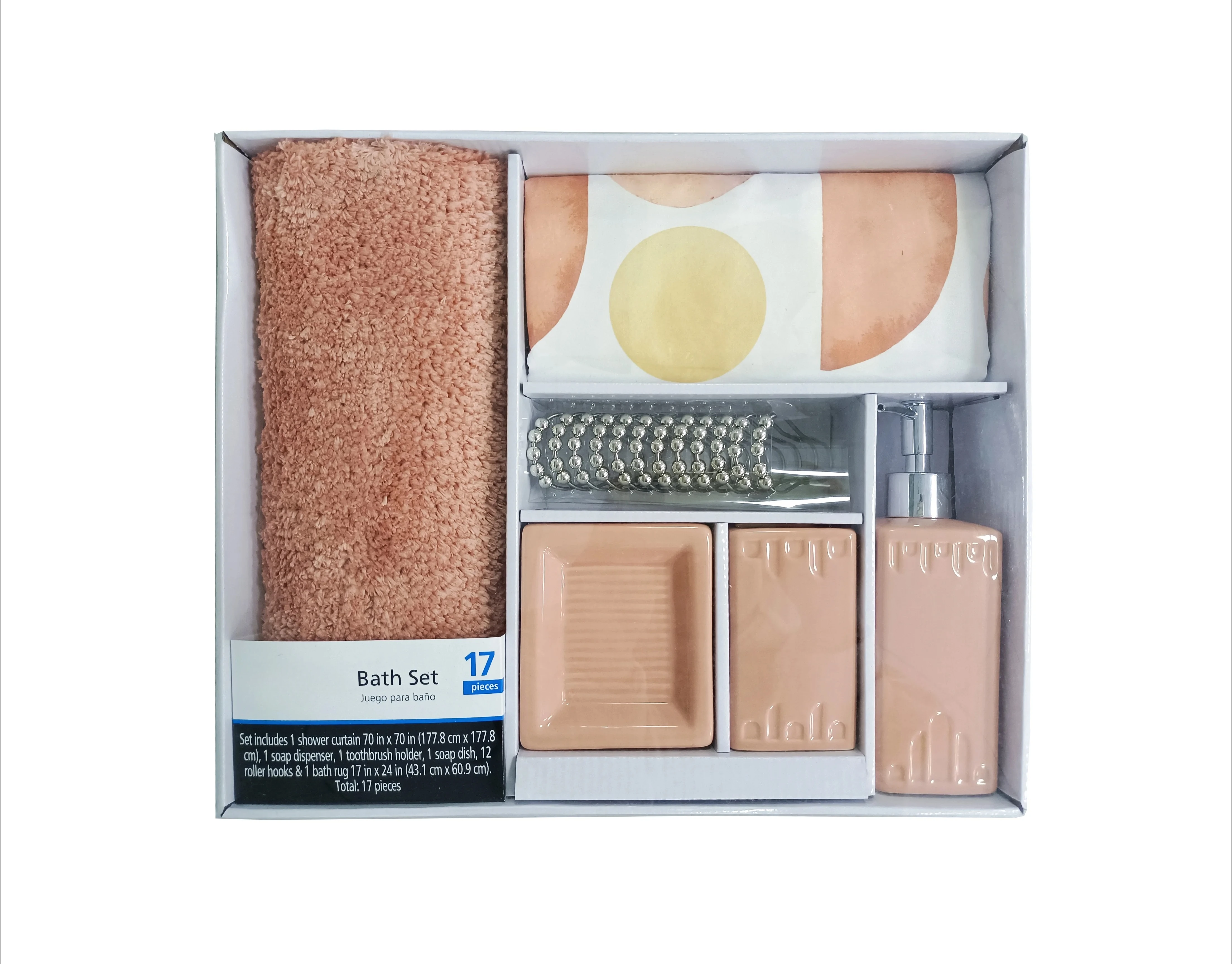 17-Piece Geometric Print Polyester/Ceramic Shower Curtain & Bathroom Accessory Set, Terracotta
17-Piece Geometric Print Polyester/Ceramic Shower Curtain & Bathroom Accessory Set, Terracotta