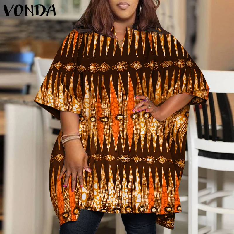 VONDA размера плюс 5XL, женская летняя блузка, элегантные топы с принтом, повседневная свободная туника с коротким рукавом, рубашка с v-образным вырезом, богемная блузка большого размера
VONDA размера плюс 5XL, женская летняя блузка, элегантные топы с принтом, повседневная свободная туника с коротким рукавом, рубашка с v-образным вырезом, богемная блузка большого размера