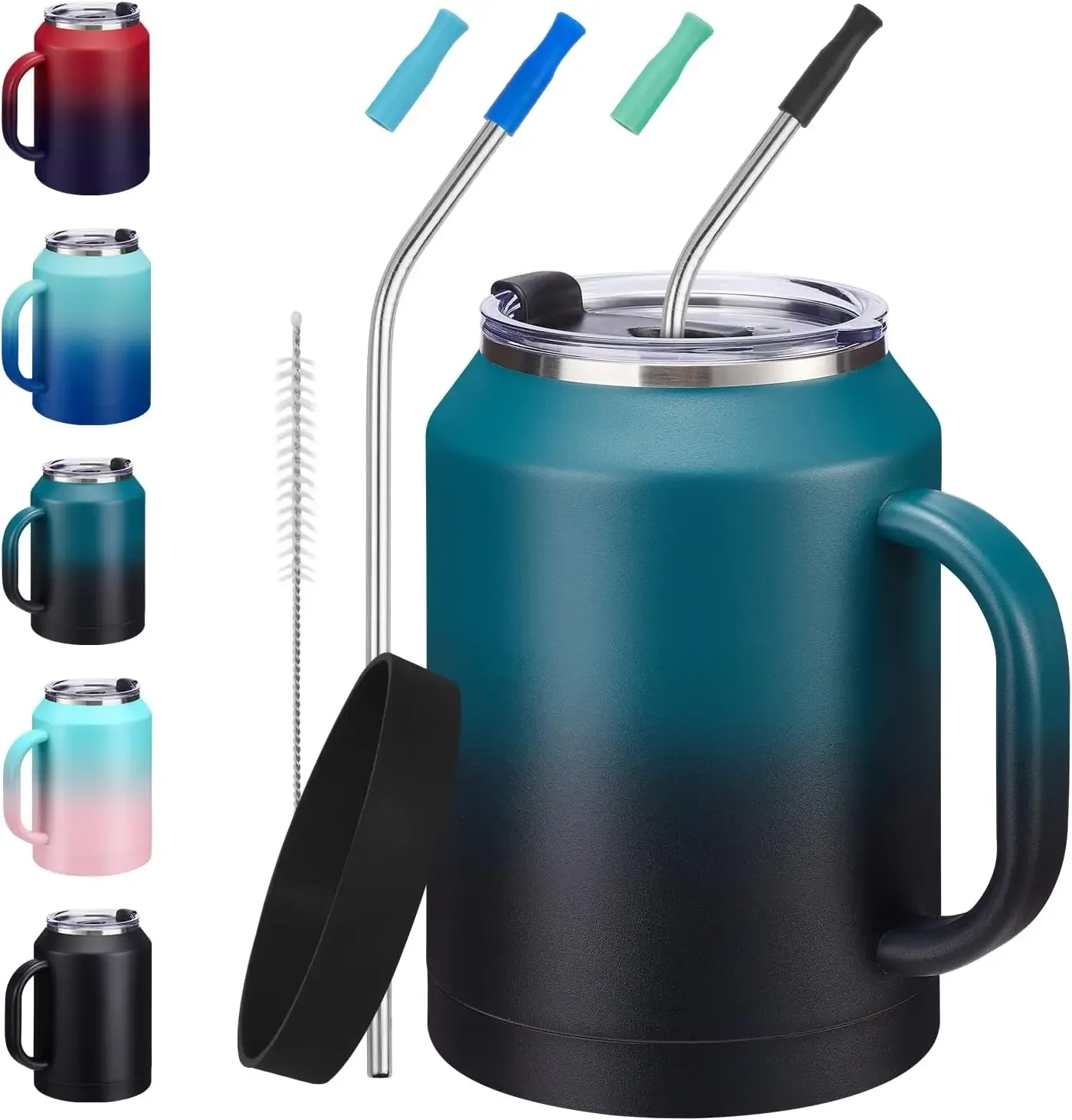 50 oz Insulated Tumbler with Handle and Straw - Stainless Steel Double Wall Coffee Mug, 2-in-1 Lid Metal Water Bottle, 36H Cold 24H Hot Travel Hydro Cup Jug with Silicone Boot
50 oz Insulated Tumbler with Handle and Straw - Stainless Steel Double Wall Coffee Mug, 2-in-1 Lid Metal Water Bottle, 36H Cold 24H Hot Travel Hydro Cup Jug with Silicone Boot