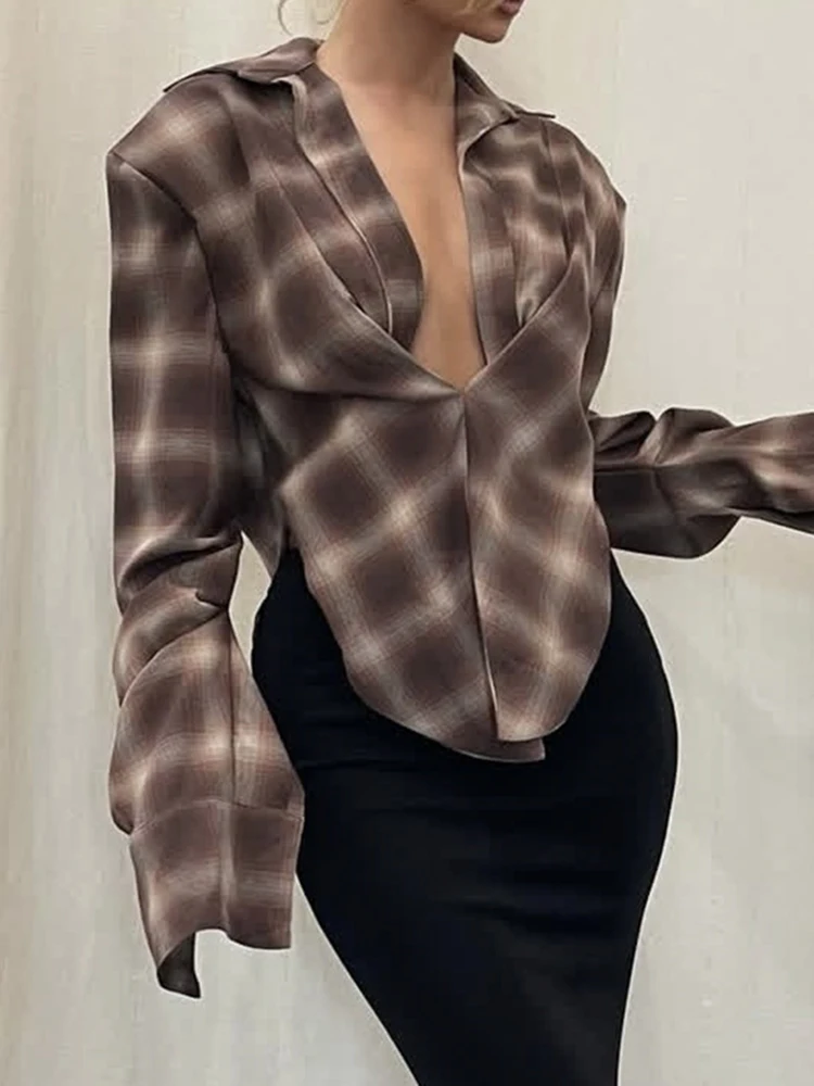 Темпераментные повседневные женские топы нестандартной формы, сексуальные рубашки в сетку с глубоким v-образным вырезом и длинными рукавами, элегантная женская тонкая блузка с вырезами для поездок на работу
Темпераментные повседневные женские топы нестандартной формы, сексуальные рубашки в сетку с глубоким v-образным вырезом и длинными рукавами, элегантная женская тонкая блузка с вырезами для поездок на работу