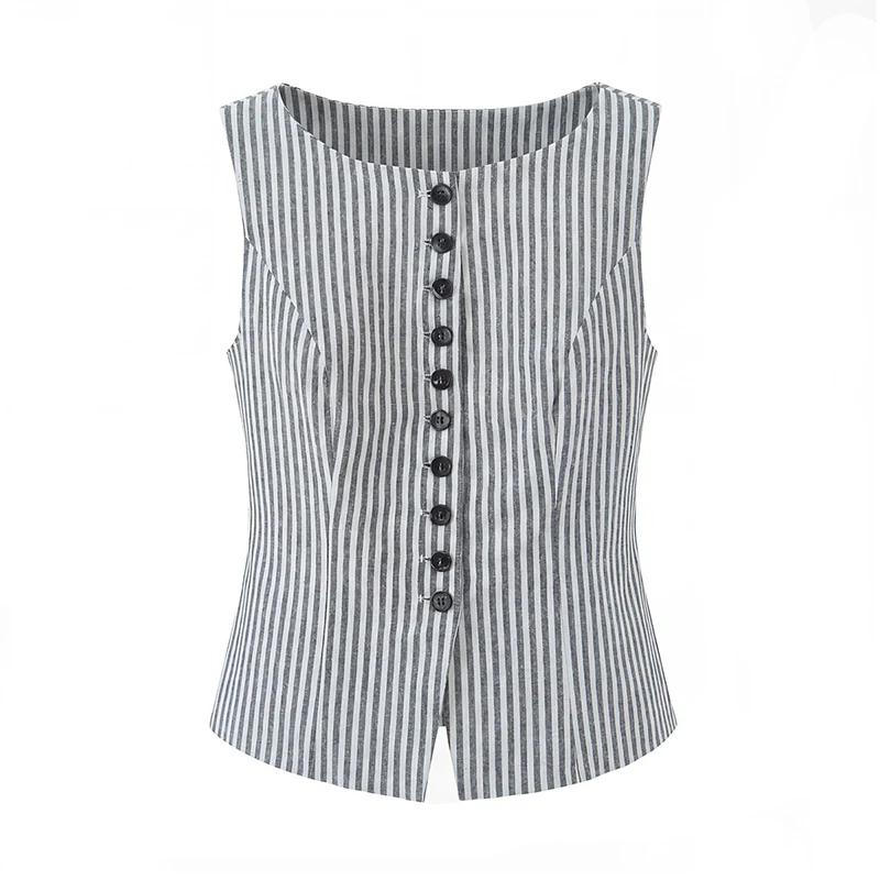 Новая женская майка YENKYE 2026 в стиле французского ретро с полосками, на пуговицах спереди, с круглым вырезом, без рукавов, для отпуска и лета
Новая женская майка YENKYE 2026 в стиле французского ретро с полосками, на пуговицах спереди, с круглым вырезом, без рукавов, для отпуска и лета