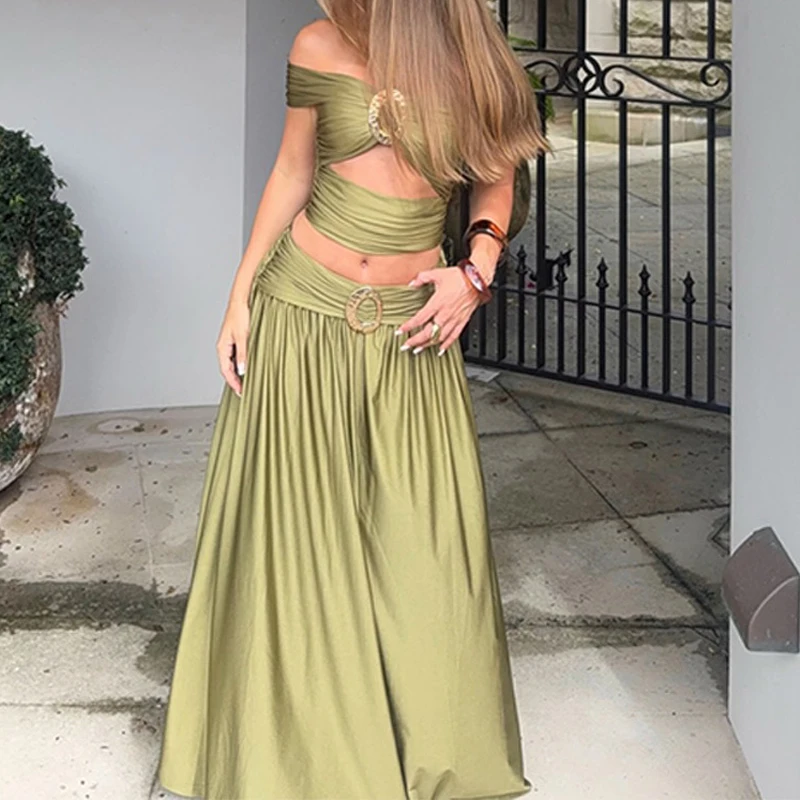 Sexy Strapless Bandage Hollow Out Women's Suit Spring Off Shoulder Crop Top & High Waist Long Skirts Set Summer Two Piece Outfit
Sexy Strapless Bandage Hollow Out Women's Suit Spring Off Shoulder Crop Top & High Waist Long Skirts Set Summer Two Piece Outfit