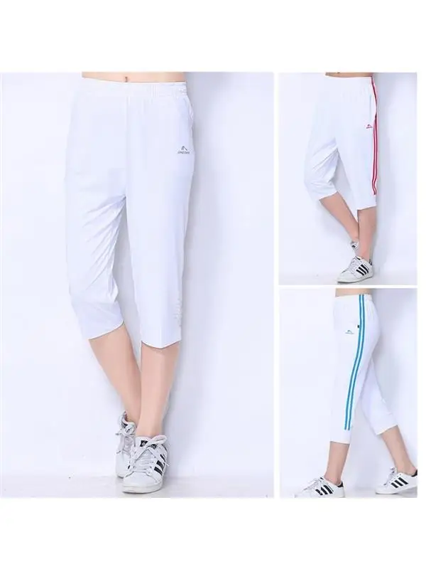 Женские спортивные брюки JinGuan: летние, тонкие, корейский шелк, повседневные, укороченные (7/8), для фитнеса и танцев, с высокой талией, уличный стиль
Женские спортивные брюки JinGuan: летние, тонкие, корейский шелк, повседневные, укороченные (7/8), для фитнеса и танцев, с высокой талией, уличный стиль