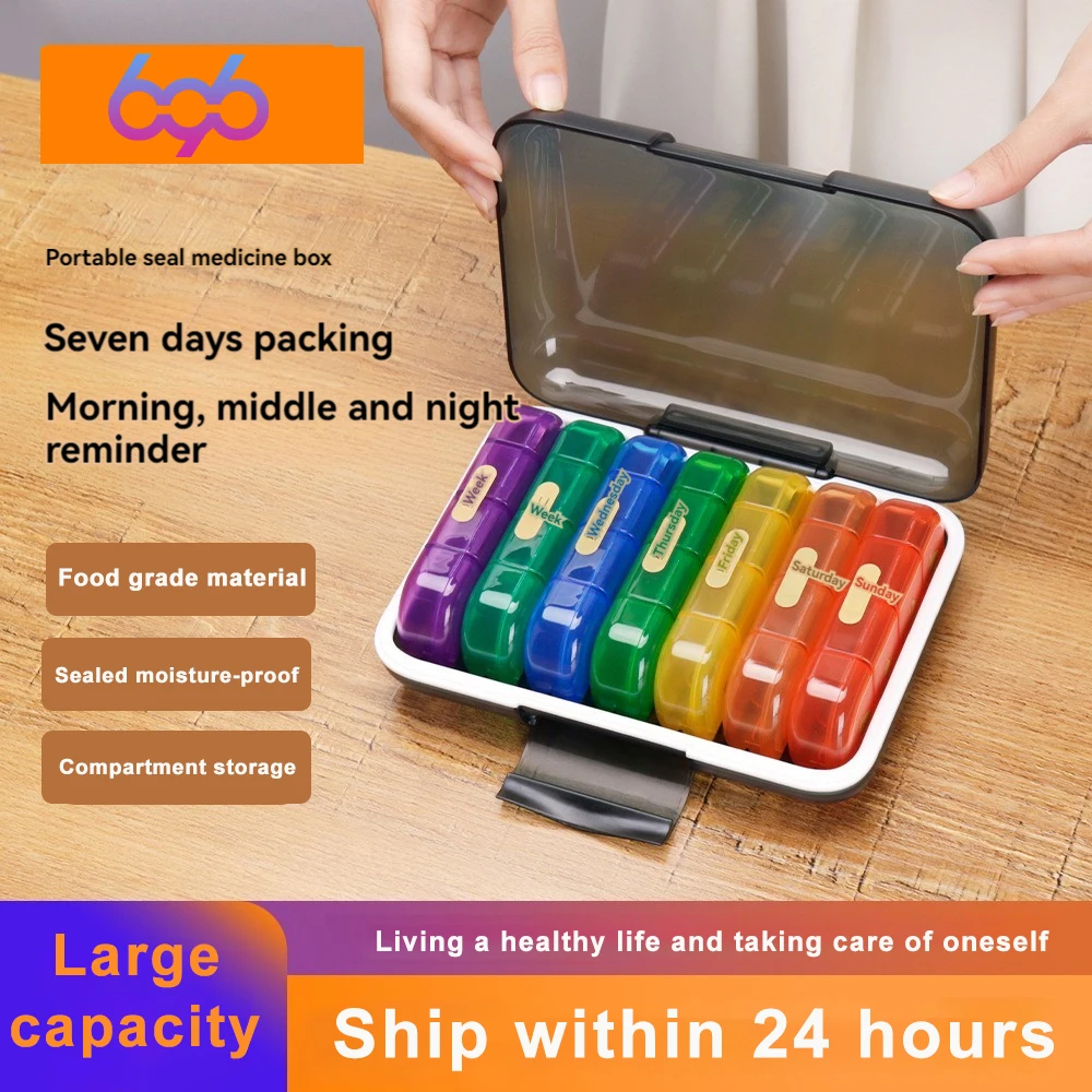 Portable Mini Weekly Pill Cases Box 7 Days Three Meals Large Capacity Medicine Box Food Grade Moisture-proof Independent Lid
Portable Mini Weekly Pill Cases Box 7 Days Three Meals Large Capacity Medicine Box Food Grade Moisture-proof Independent Lid