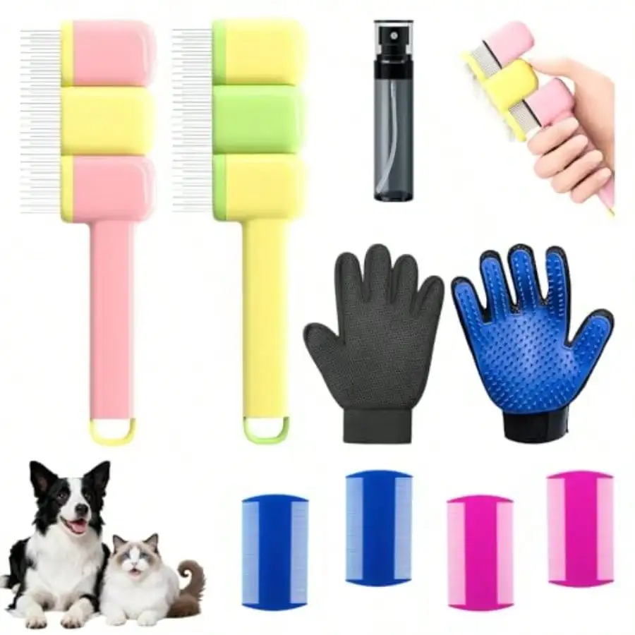 9 PCS Pet Grooming Brush Set, Self Cleaning Pet Hair Removal Comb, Pet Hair Remover Gloves, Spray Bottle, Lice Flea Combs, Pet G
9 PCS Pet Grooming Brush Set, Self Cleaning Pet Hair Removal Comb, Pet Hair Remover Gloves, Spray Bottle, Lice Flea Combs, Pet G