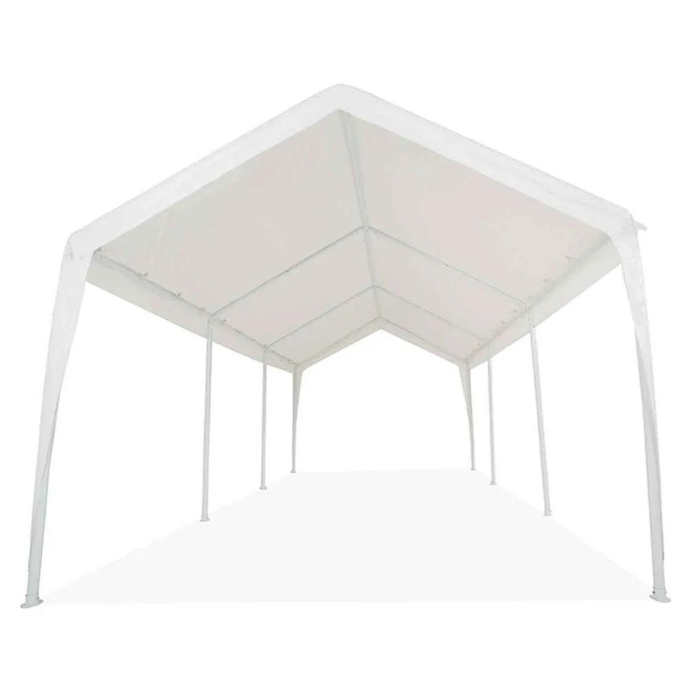11' x 20' Portable Carport Garage Canopy, Outdoor Party Tent with 8 Dressed Legs, White, Customized
11' x 20' Portable Carport Garage Canopy, Outdoor Party Tent with 8 Dressed Legs, White, Customized