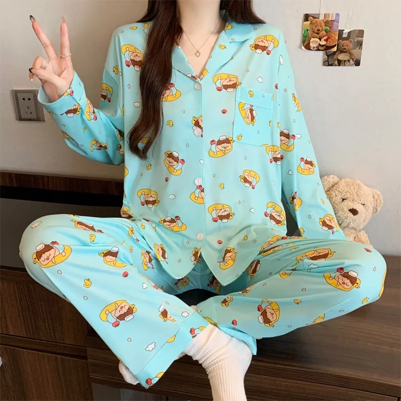 Spring/Autumn Cartoon Japanese-Style Women's Pyjama Set Slim Y2K Comfort Soft Cute Cardigan Sweet Fashion Two-Piece Set Homewear
Spring/Autumn Cartoon Japanese-Style Women's Pyjama Set Slim Y2K Comfort Soft Cute Cardigan Sweet Fashion Two-Piece Set Homewear