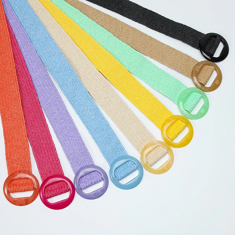 Fashionable New Retro Round Buckle Women's Bohemian Woven Belt Thin Elastic Fake Straw Women's Belt
Fashionable New Retro Round Buckle Women's Bohemian Woven Belt Thin Elastic Fake Straw Women's Belt