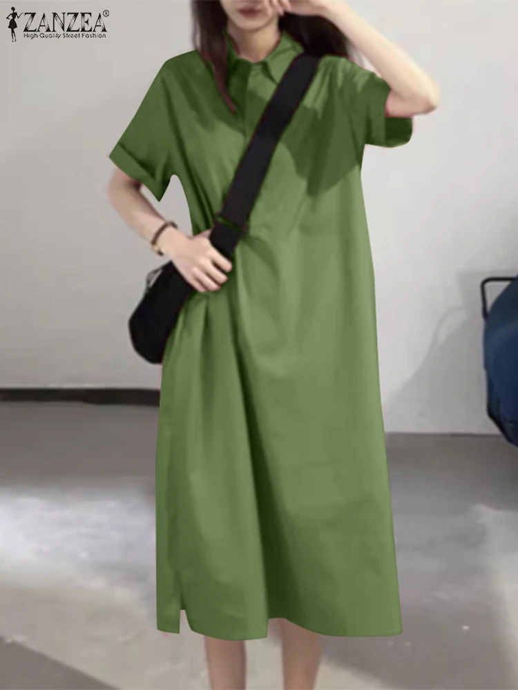 ZANZEA Fashion Summer Lapel Neck Short Sleeve Shirt Dress Women Korean Style Solid Work Midi Vestido Casual Sundress Robe Femme
ZANZEA Fashion Summer Lapel Neck Short Sleeve Shirt Dress Women Korean Style Solid Work Midi Vestido Casual Sundress Robe Femme