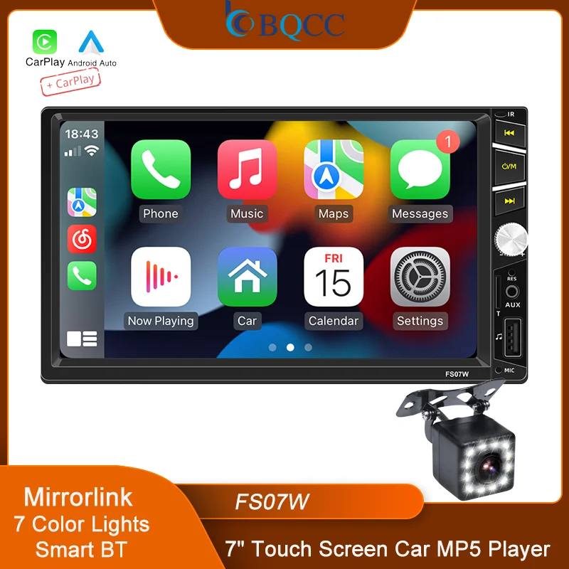 BQCC FS07W 7" HD 2 Din Car MP5 Player USB charging RDS Colorful lights wireless Android AUTO CarPlay Mirrorlink Car Radio
BQCC FS07W 7" HD 2 Din Car MP5 Player USB charging RDS Colorful lights wireless Android AUTO CarPlay Mirrorlink Car Radio