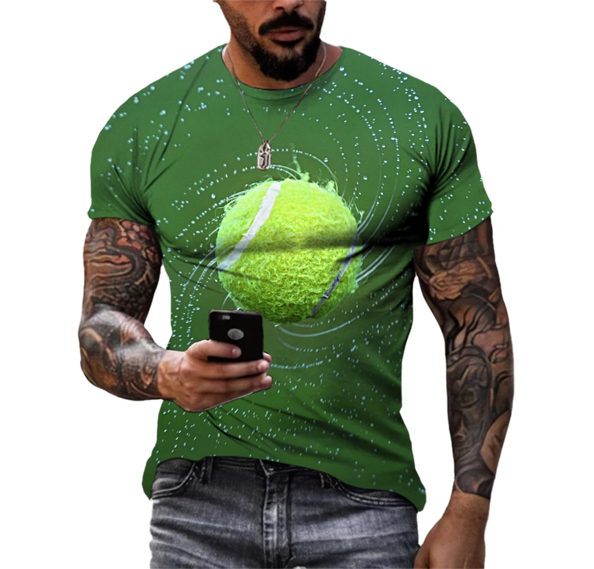 Summer Sport Tennis Pattern Men's T-shirt Hip Hop 3D Print Personality Neck Short Sleeve Fashion Clothes
Summer Sport Tennis Pattern Men's T-shirt Hip Hop 3D Print Personality Neck Short Sleeve Fashion Clothes