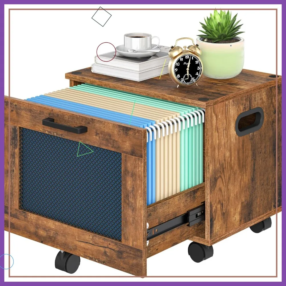 Rolling File Cart with Drawer, Under Desk Small Filing Cabinet for A4 and Letter Files in Rustic Brown and Black
Rolling File Cart with Drawer, Under Desk Small Filing Cabinet for A4 and Letter Files in Rustic Brown and Black