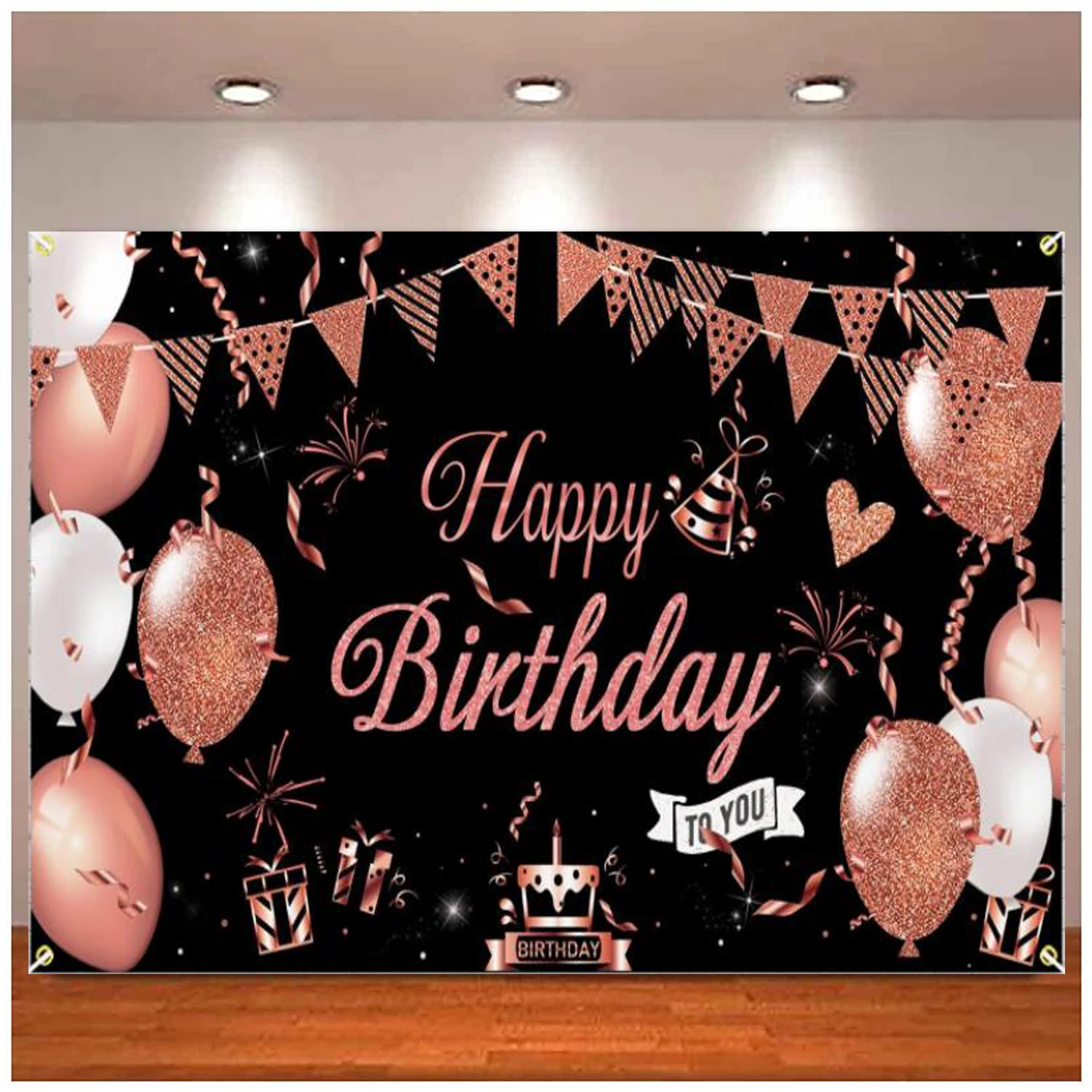 Photography Backdrop Happy Birthday Black And Rose Gold Banner Sign Background For Girls Women Party Decorations Poster
Photography Backdrop Happy Birthday Black And Rose Gold Banner Sign Background For Girls Women Party Decorations Poster