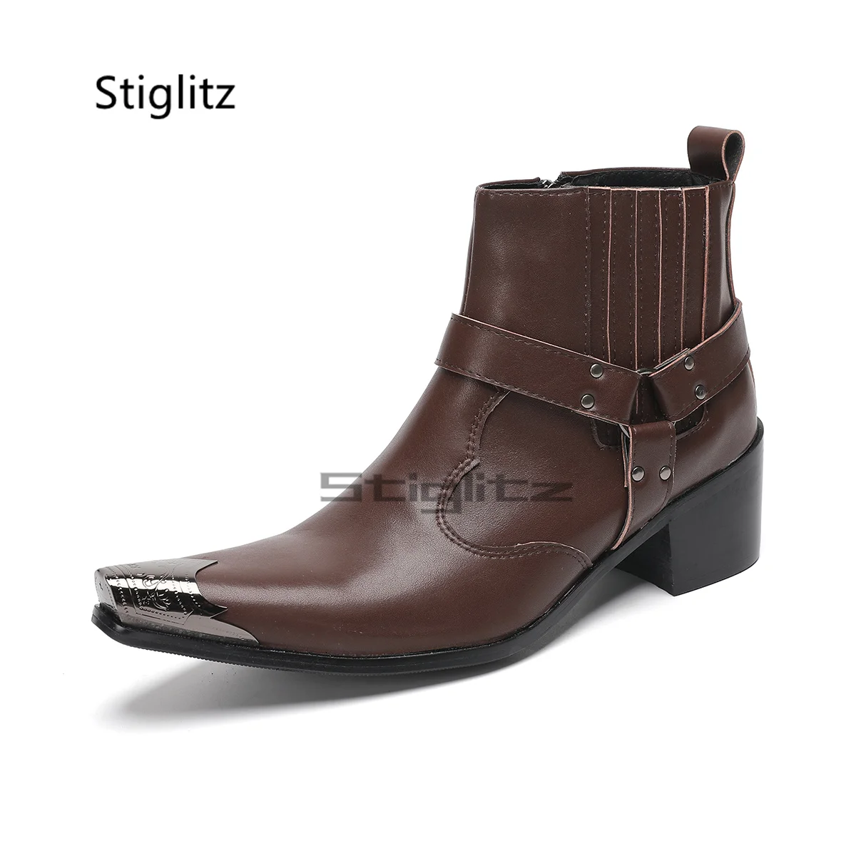 Brown Leather Business Boots for Men Genuine Leather Metal Pointed Toe Chelsea Boots High Heels Wedding Formal Dress Shoes
Brown Leather Business Boots for Men Genuine Leather Metal Pointed Toe Chelsea Boots High Heels Wedding Formal Dress Shoes