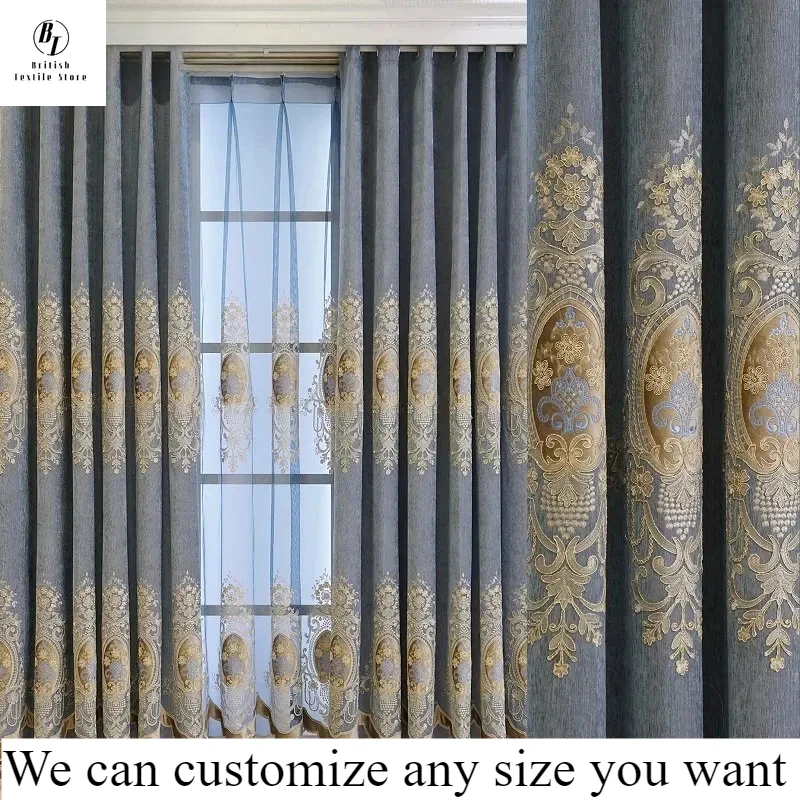 European Style Curtains for Living Room Dining Bedroom Custom Luxury Embroidered Grey Chenille Door Window Decor Custom Size
European Style Curtains for Living Room Dining Bedroom Custom Luxury Embroidered Grey Chenille Door Window Decor Custom Size