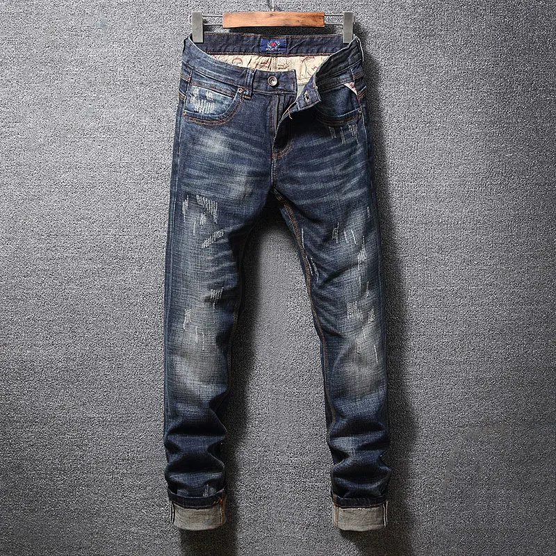 Fashion Designer Men Jeans High Quality Retro Washed Blue Stretch Slim Fit Ripped Jeans Men Vintage Casual Denim Pants Hombre
Fashion Designer Men Jeans High Quality Retro Washed Blue Stretch Slim Fit Ripped Jeans Men Vintage Casual Denim Pants Hombre