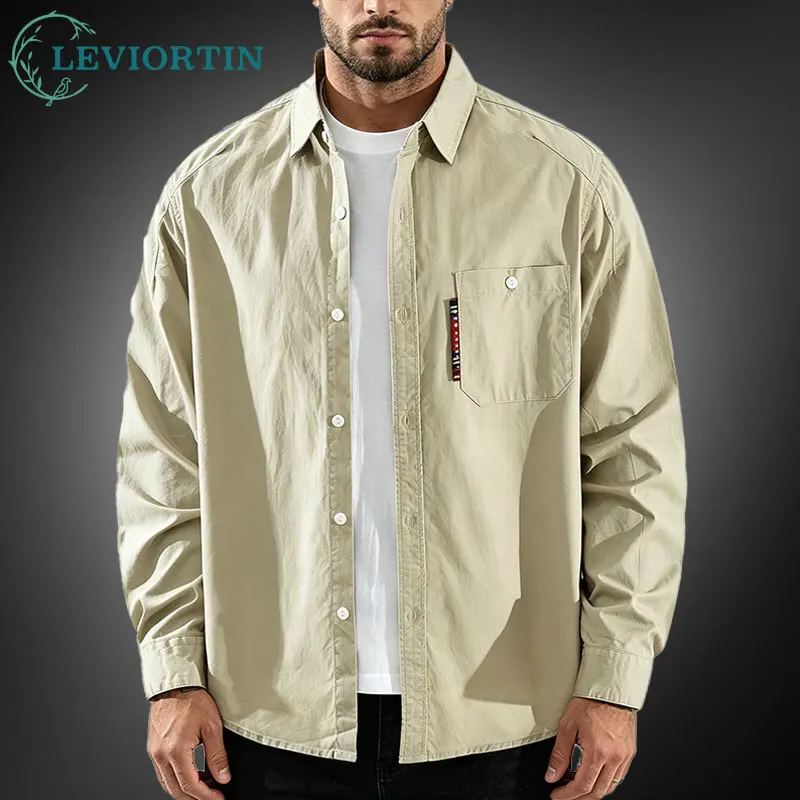 Japanese Style Men Drop Shoulder Loose Cargo Shirt Pure Cotton Breathable Workwear Casual Button Down Shirts With Chest Pockets
Japanese Style Men Drop Shoulder Loose Cargo Shirt Pure Cotton Breathable Workwear Casual Button Down Shirts With Chest Pockets