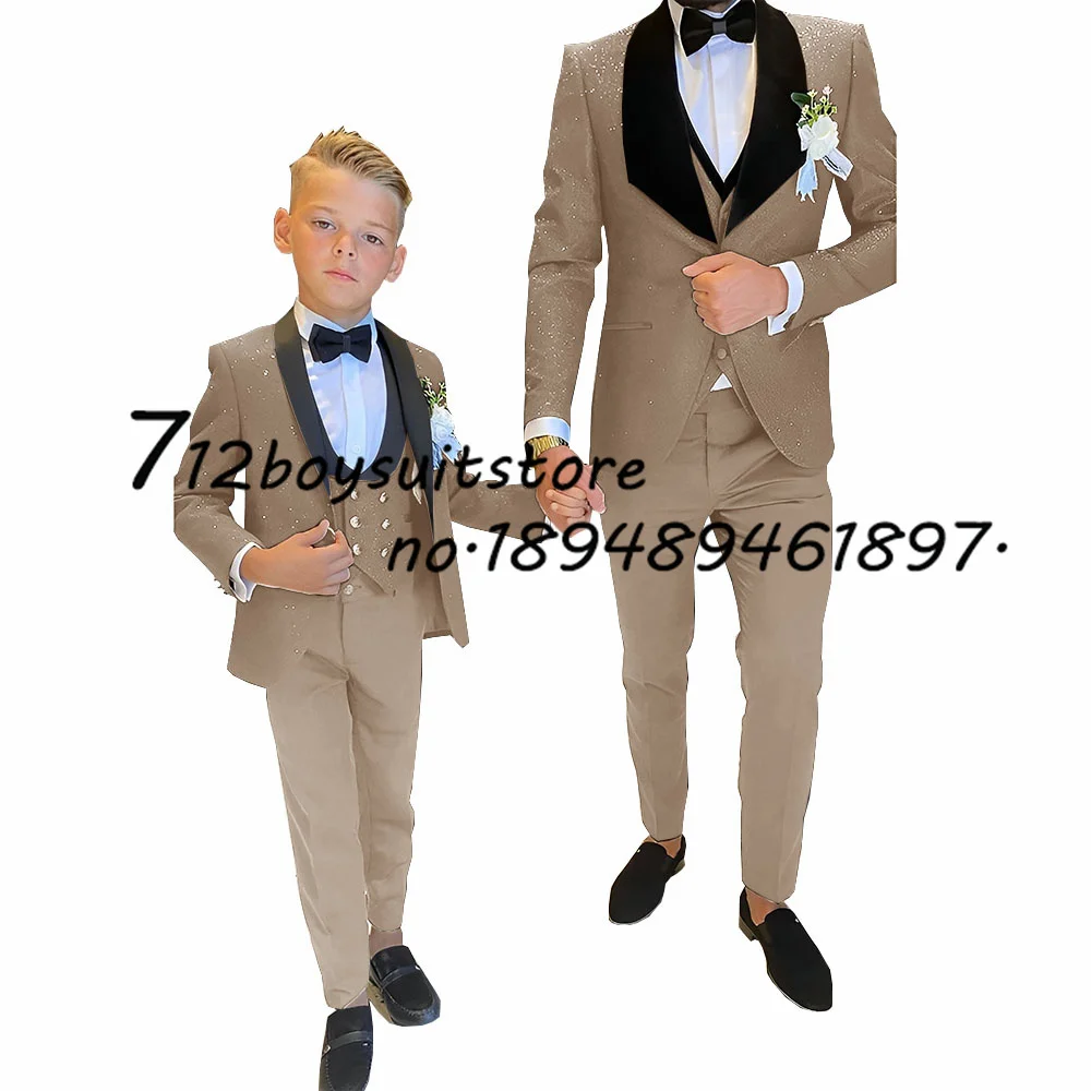 Formal Boys Suit Wedding Tuxedo 3 Piece Set Shawl Collar Jacket Pants Vest Slim Fit Outfit for Kids
Formal Boys Suit Wedding Tuxedo 3 Piece Set Shawl Collar Jacket Pants Vest Slim Fit Outfit for Kids