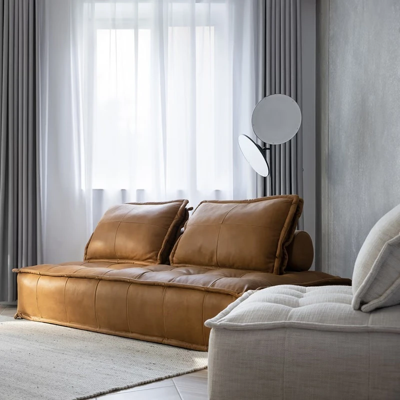 Medieval retro style leather sofa combination full leather
Medieval retro style leather sofa combination full leather